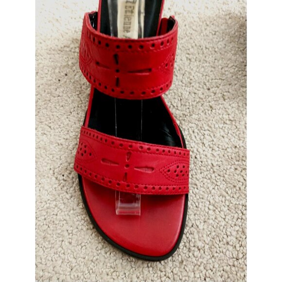 Etienne Aigner Wedge Sandals Kent Leather Double Strap Stretch Red - 7.5M - Picture 3 of 9